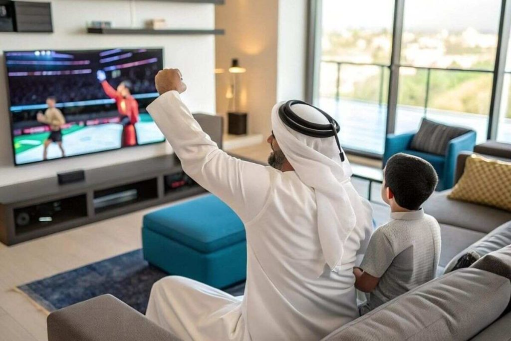 Modern IPTV setup in a Dubai home.