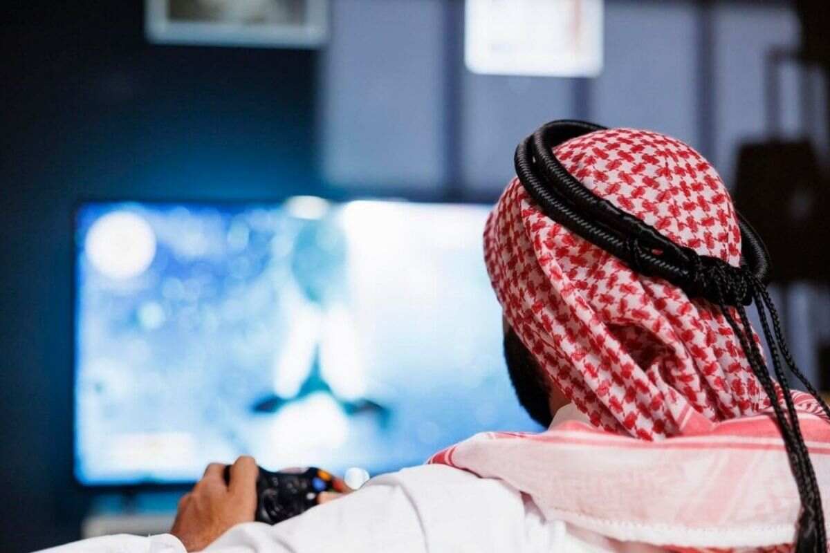 IPTV interface displayed on a smart TV in Dubai.