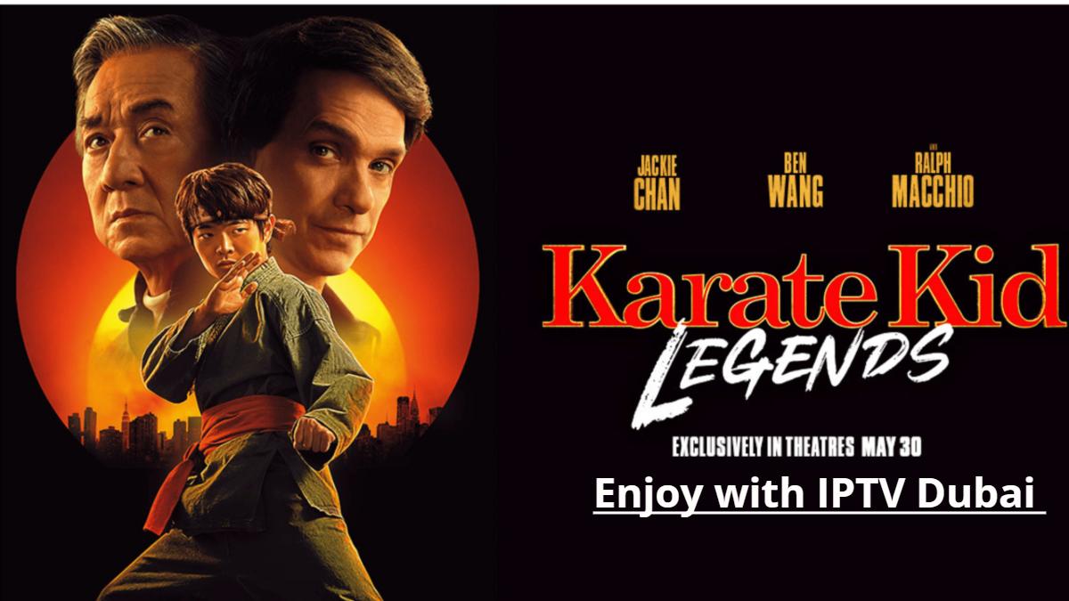 The Karate Kid legend performing a high-flying crane kick, showcasing perfect balance – site: example.com