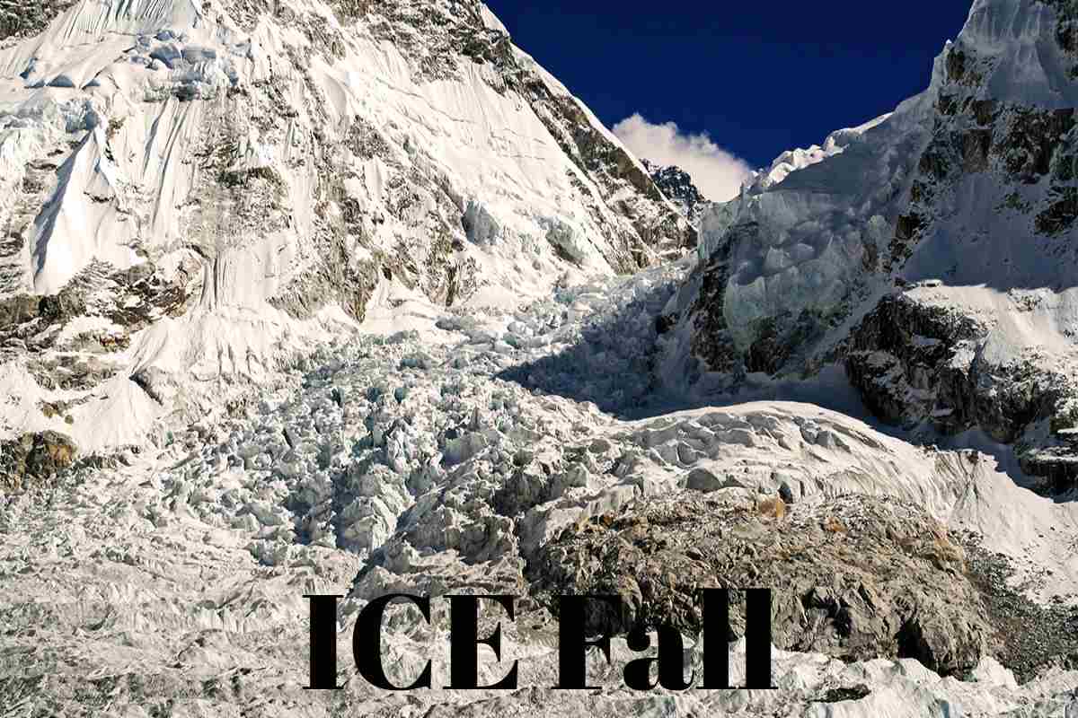 ICE Fall shimmering in frozen mountains, scenic glacier capture.