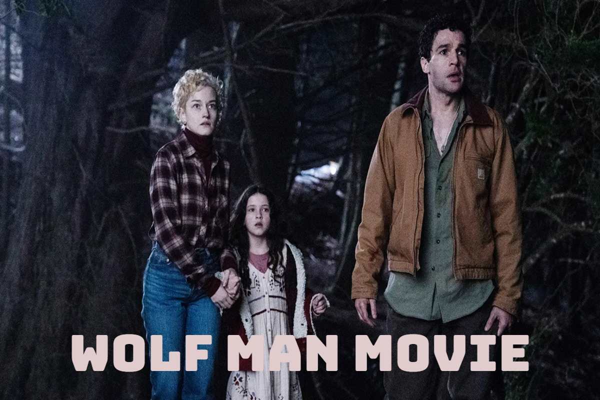Wolf Man standing under full moon.