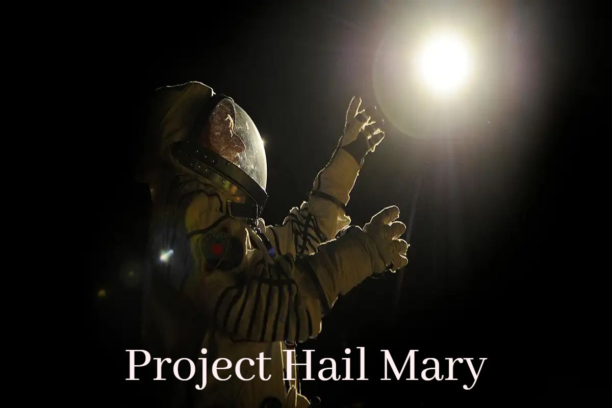 The spacecraft from Project Hail Mary traveling through the stars.