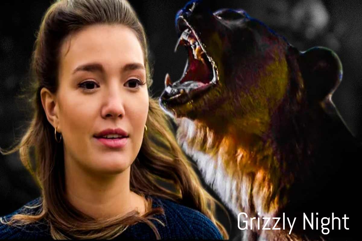 Grizzly Night dramatic forest survival moment with darkness and fear.
