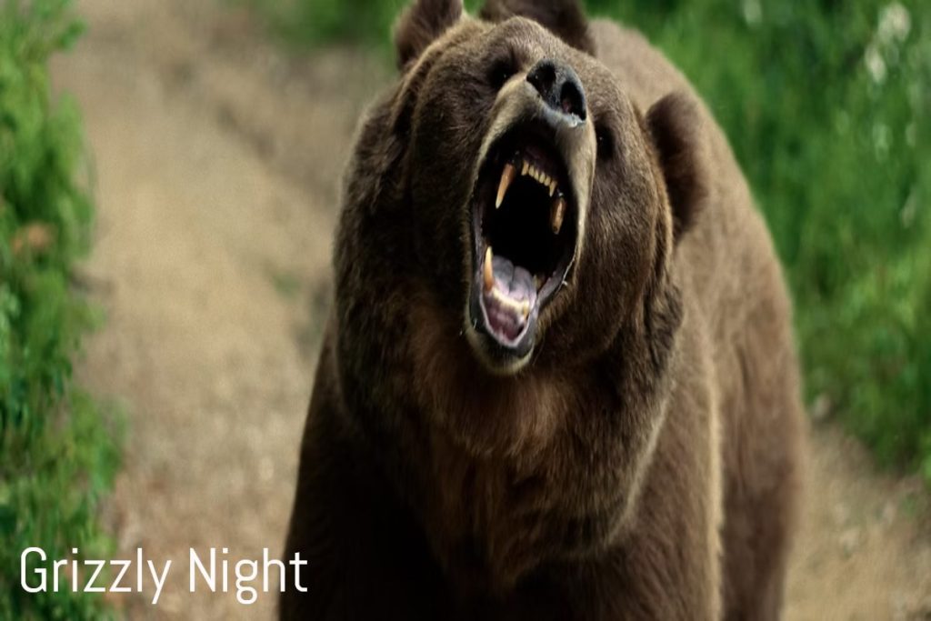 Grizzly Night movie scene showing survival in dark wilderness.