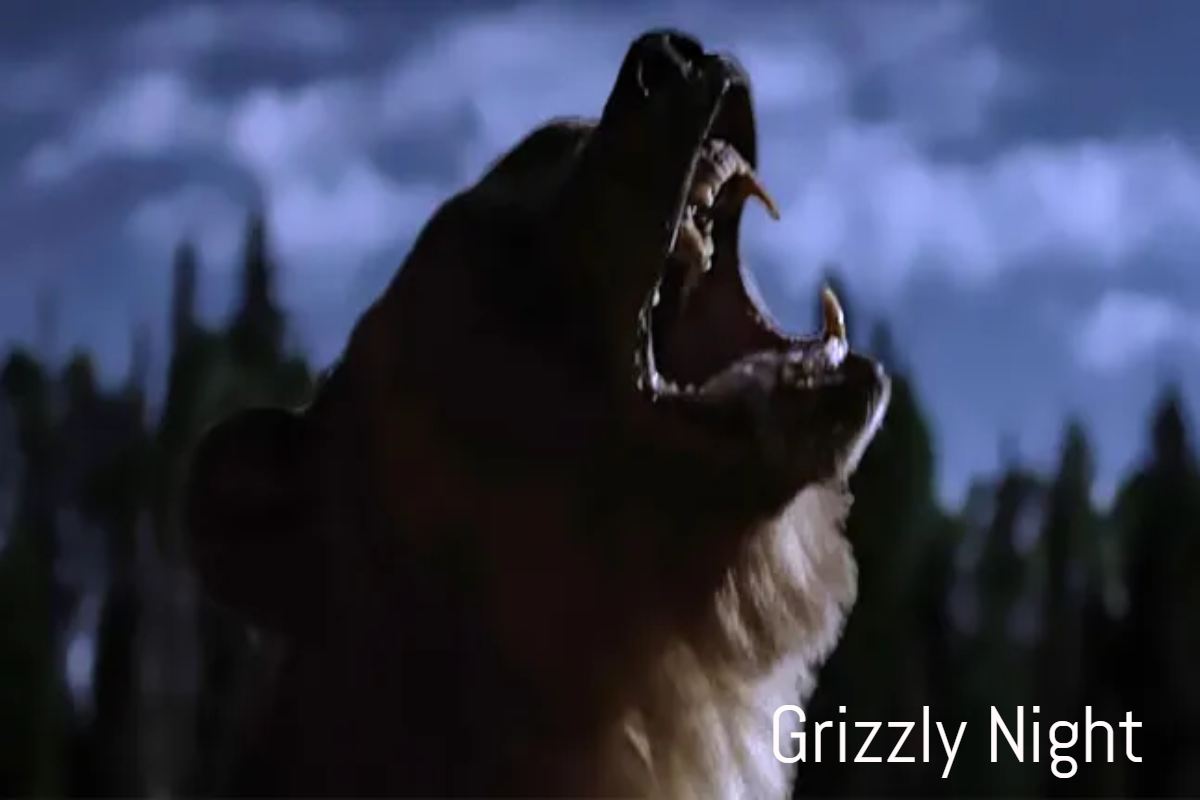 Grizzly Night cinematic wilderness night scene with deep tension.