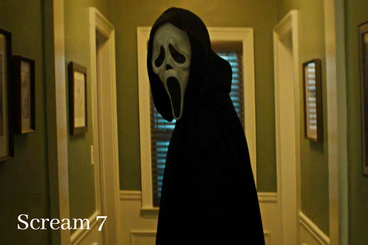 Scream 7 film poster dark thriller tone.