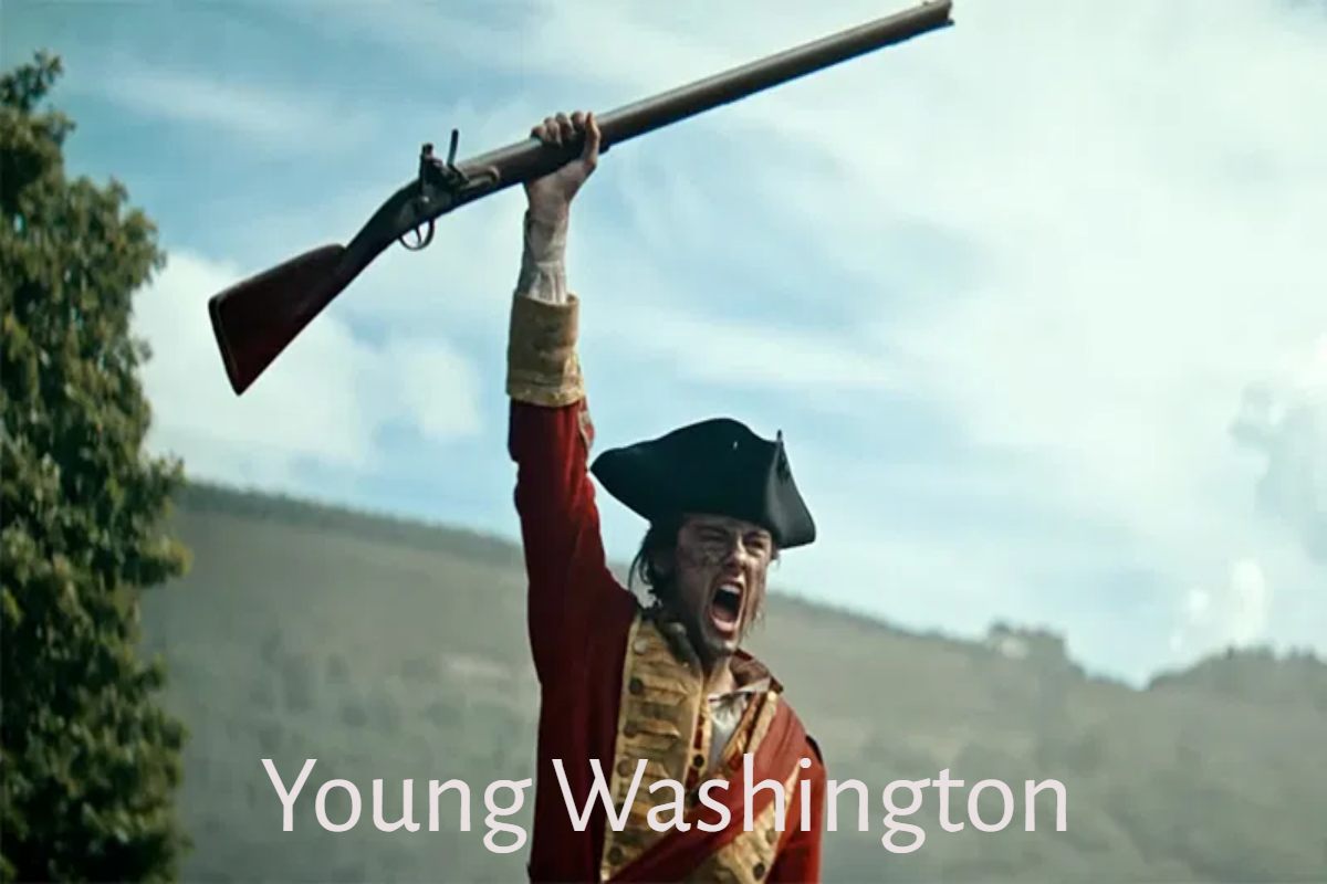 Young Washington studying maps in colonial Virginia.