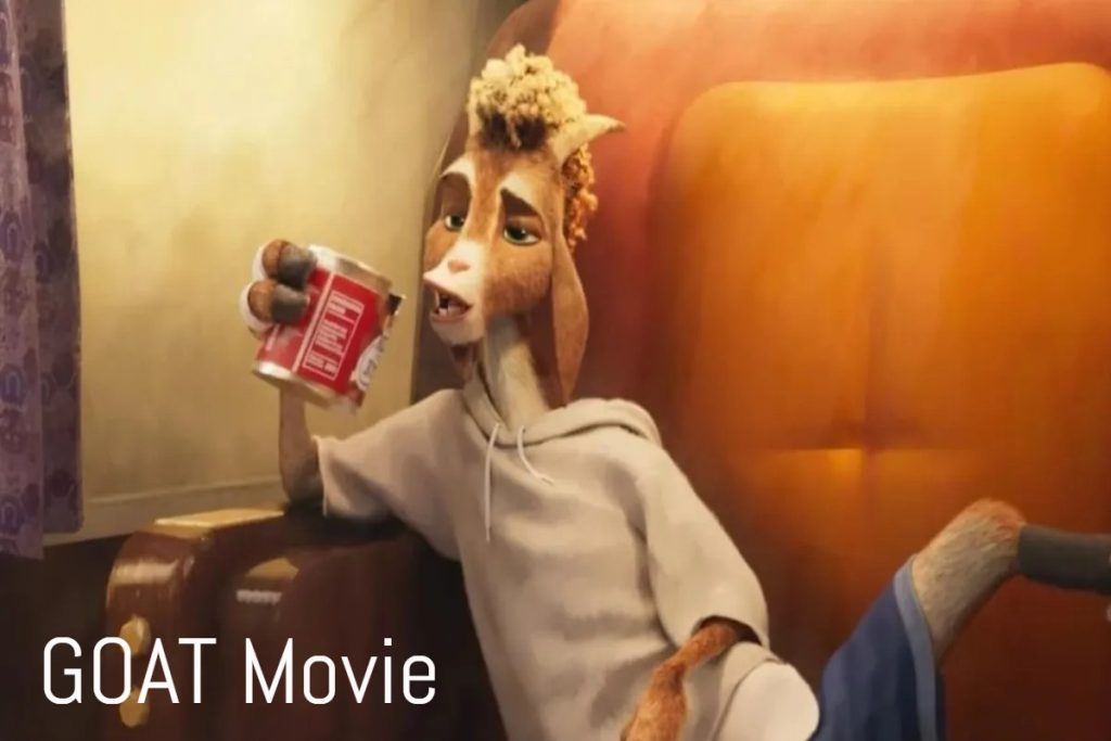 GOAT movie action frame with dynamic movement and cinematic background.